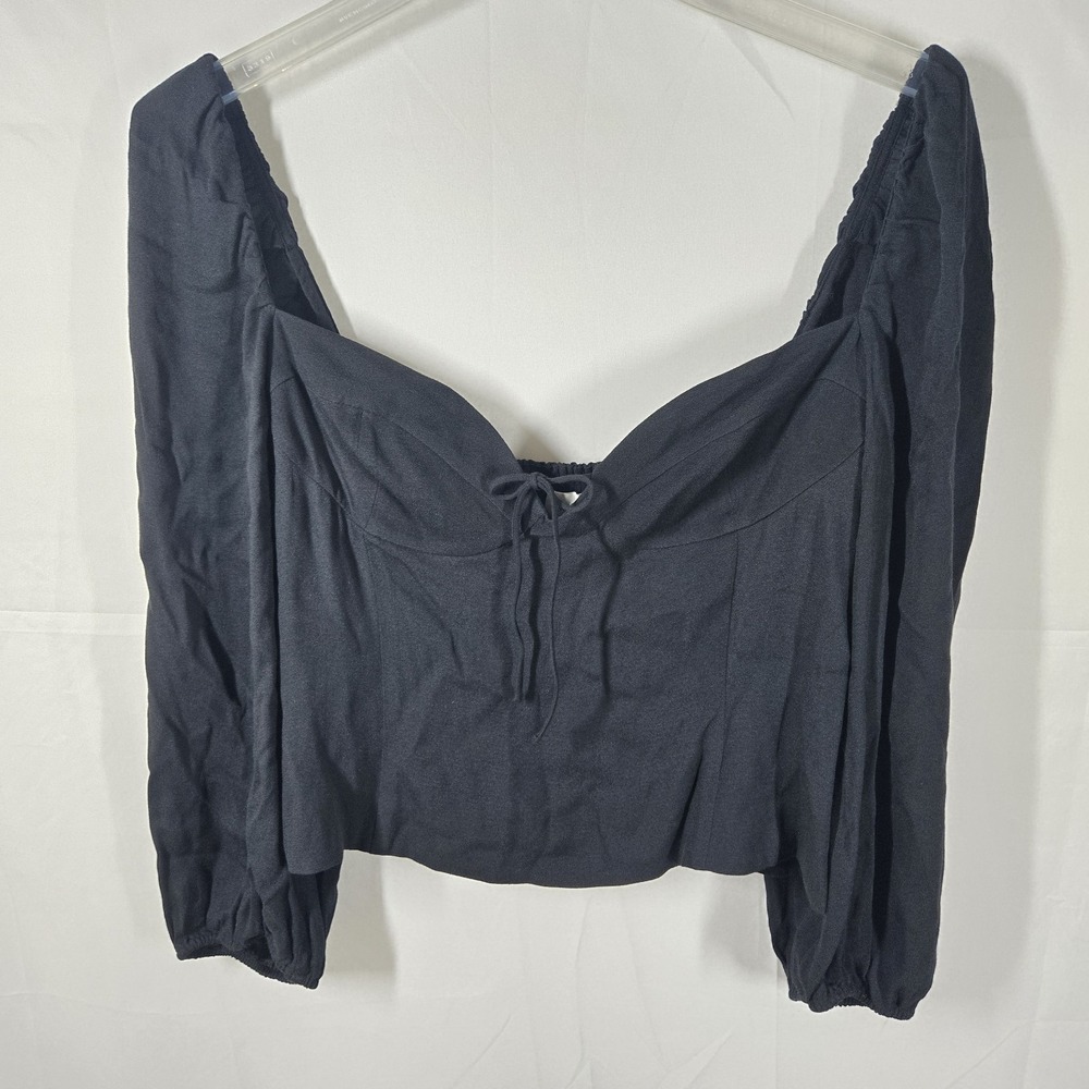 Aritzia Wilfred Novella Puff Sleeve Sweetheart Blouse Black XL‎ EcoVero Goth NWT